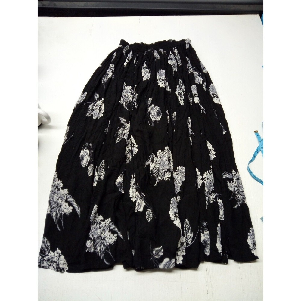 Styleworks Womens Long Black And White Flare Skirt, Size S